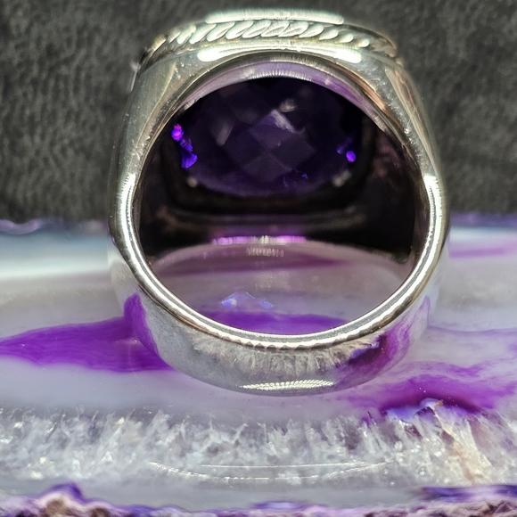 Retired David Yurman Sterling Albion Amethyst Ring(unisex) - Picture 6 of 16